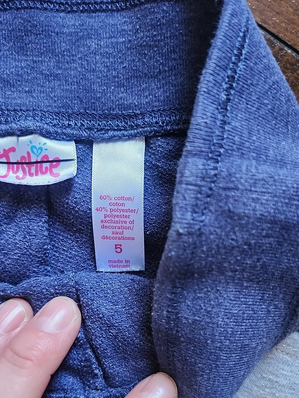 3/$15! Justice 5t Terry Cloth Drawstring Shorts - Blue and Light Gray
